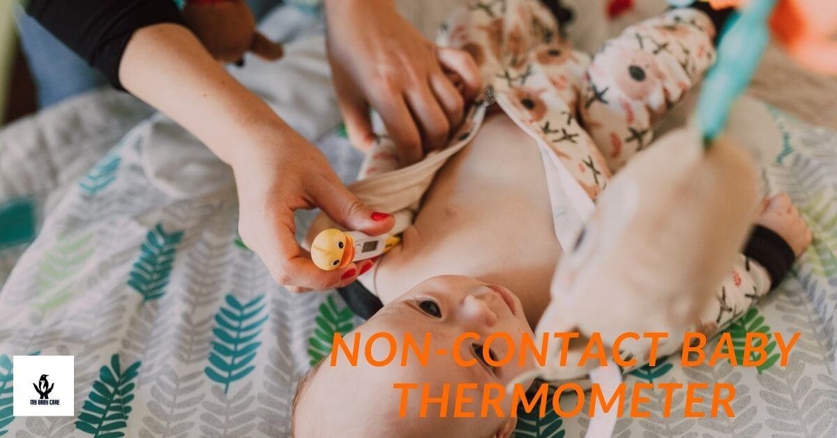 baby with a non contact baby thermometer