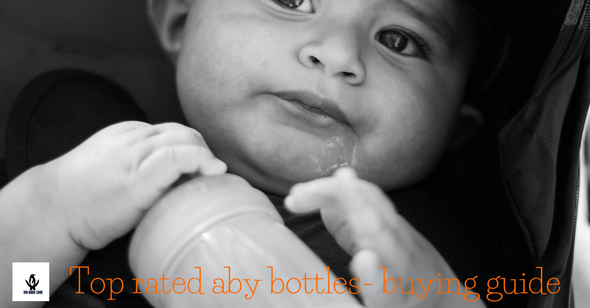 A cute baby with baby bottle